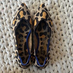 Rothy's Leopard Print Flats with Blue Accents